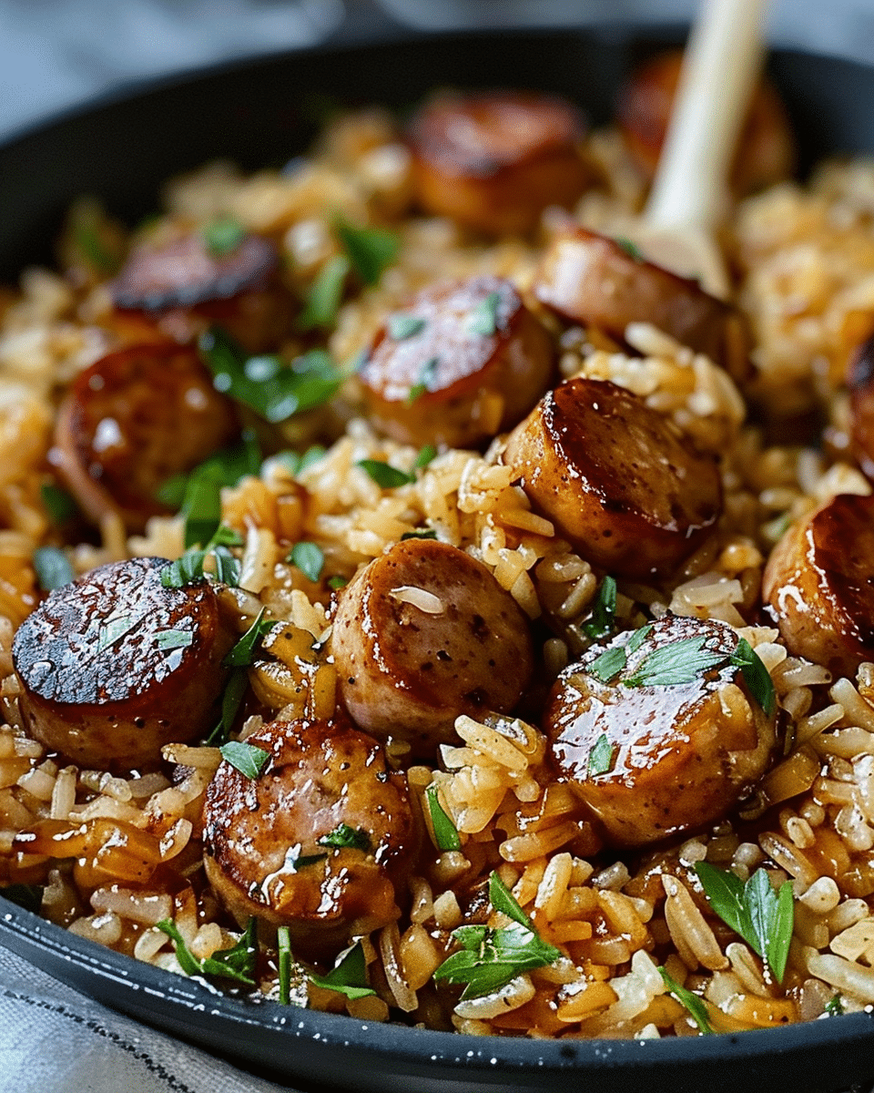 One‑Skillet Cajun Honey Garlic Sausage & Rice