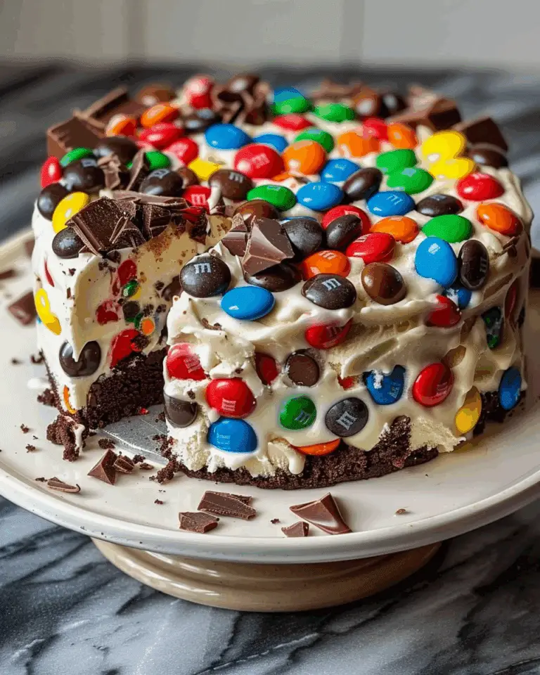 Cookie Dough Ice Cream Cake with M&M’s