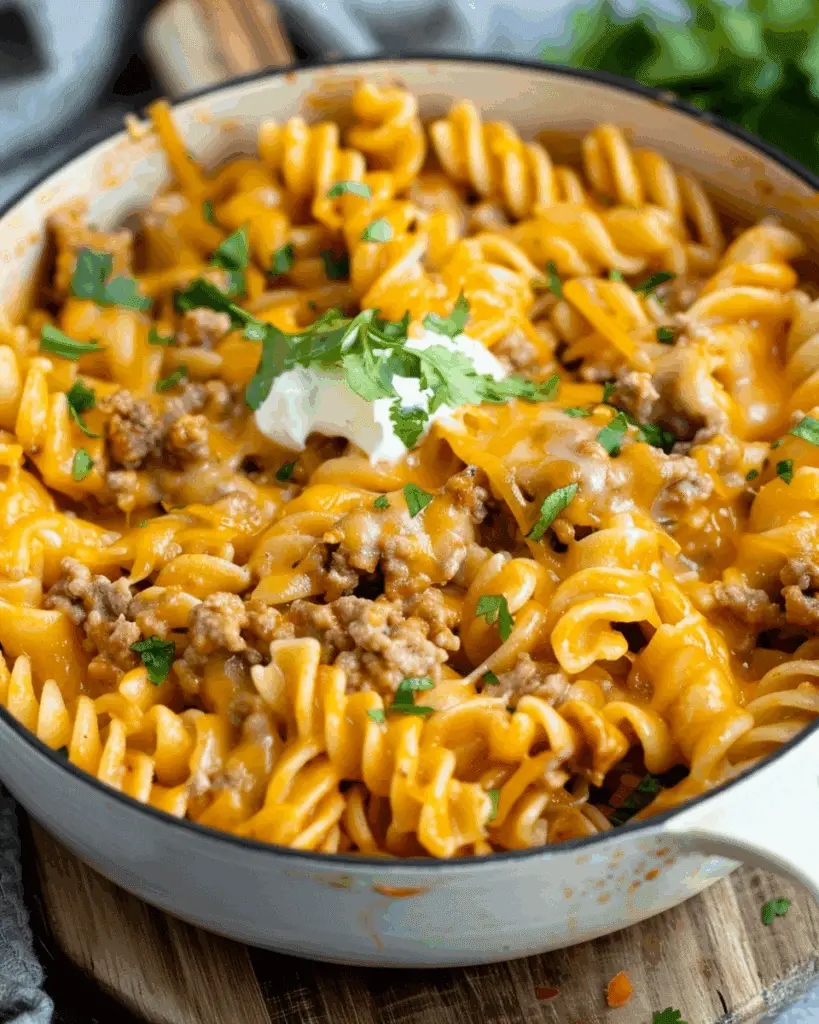 One Pot Cheesy Taco Pasta