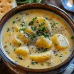 Creamy Garlic Cheddar Potato Soup