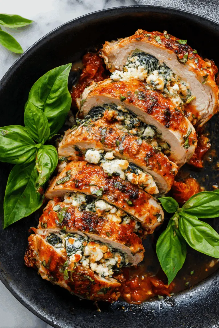 Stuffed Chicken Breast with Roasted Red Peppers, Spinach, and Mozzarella