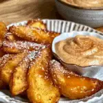 Air Fried Apple Wedges with Caramel Whipped Cream Dipping Sauce