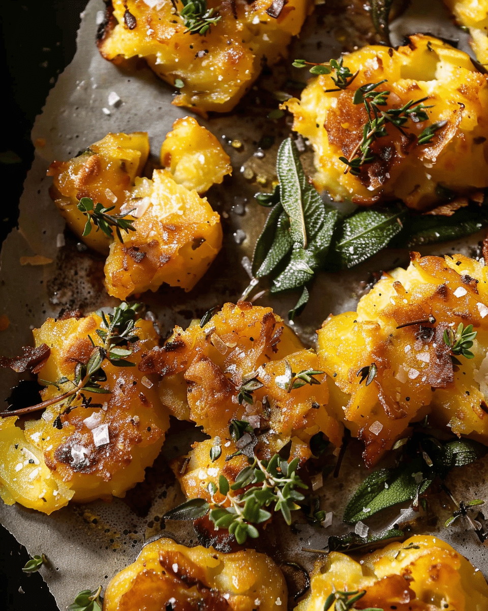 Crispy Brown Butter Sage Smashed Potatoes