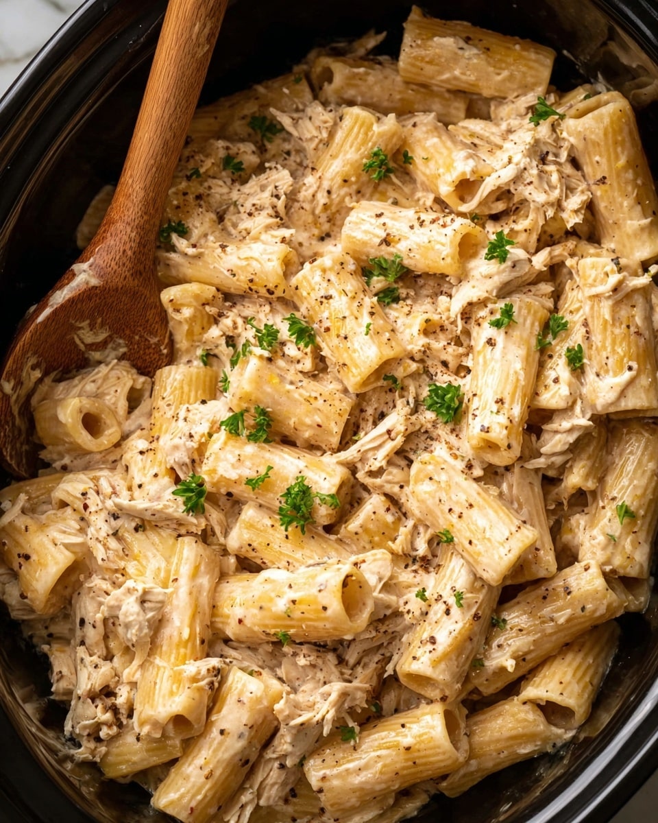 The Best Crockpot Garlic Parmesan Chicken Pasta Recipe