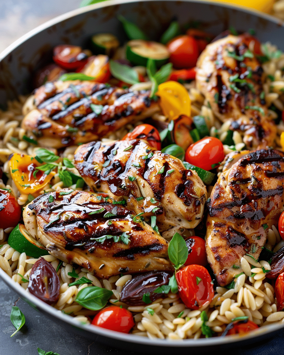 Balsamic Chicken with Orzo and Vegetables