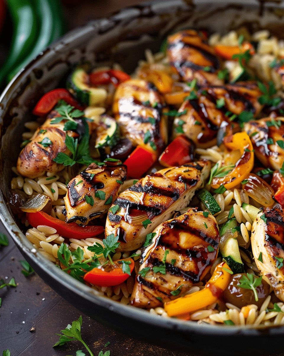 Balsamic Chicken with Orzo and Vegetables
