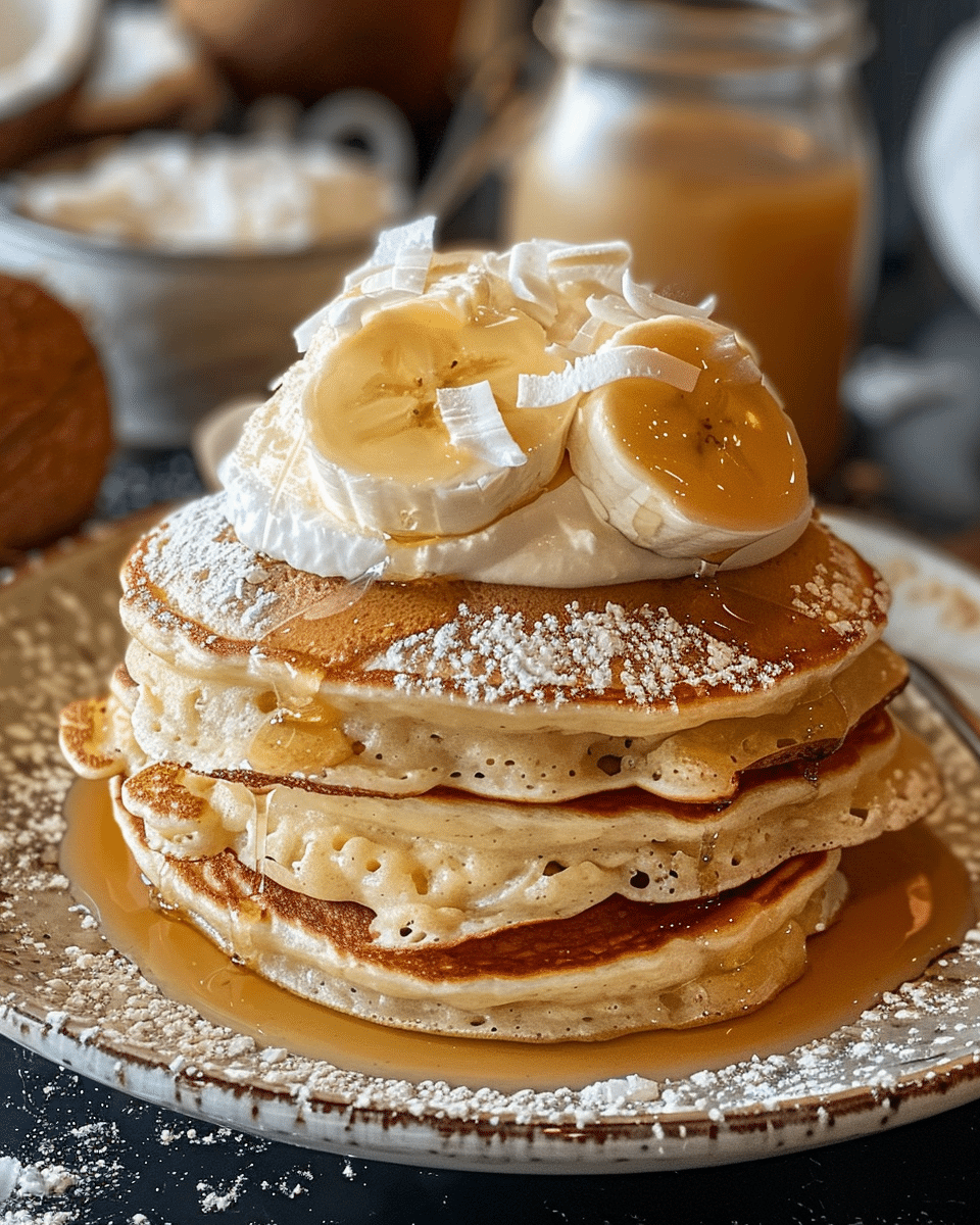 Sweet Coconut Cream Pancakes