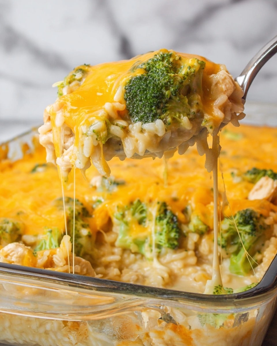 Easy Broccoli Cheddar Chicken Rice Casserole