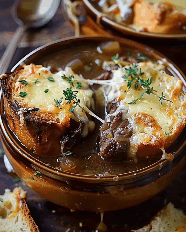 French Onion Short Rib Soup with Cheesy Gruyère Toast (No Wine)