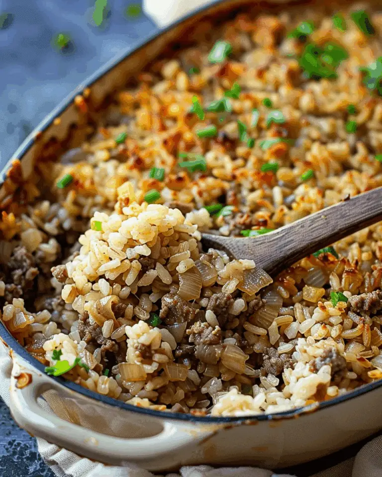 French Onion Beef Rice Casserole