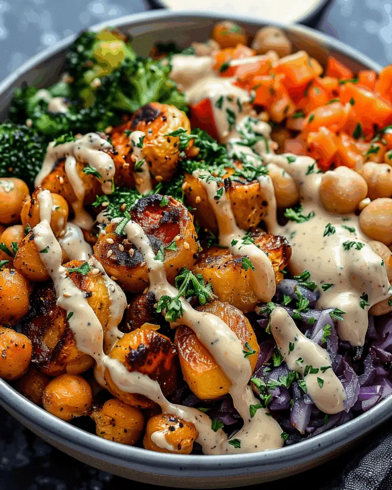 Roasted Vegetable and Chickpea Bowl with Tahini Dressing