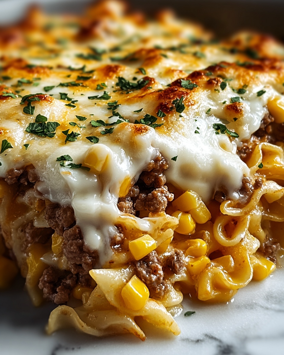 Cheddar Ranch Beef and Corn Pasta Bake