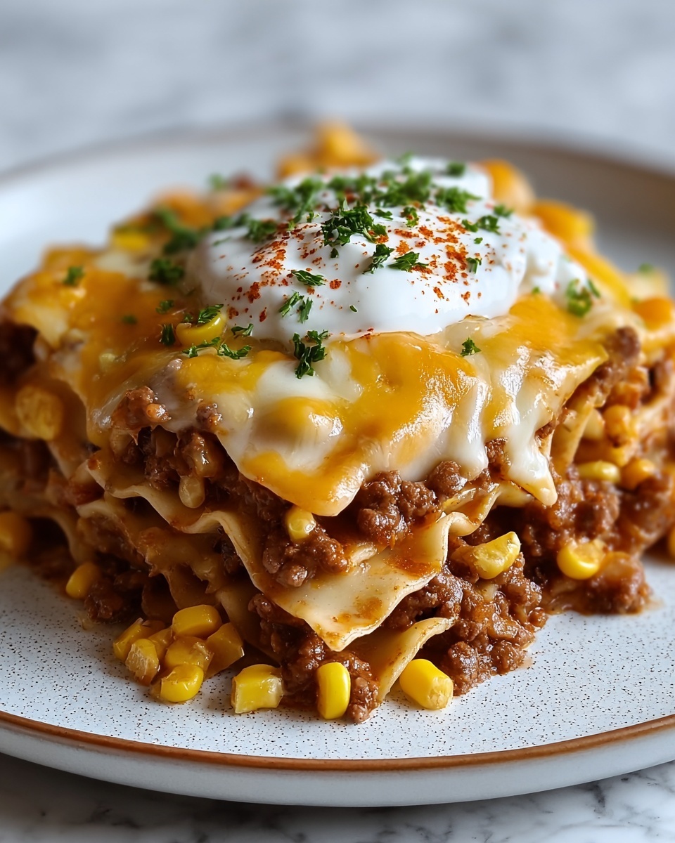 Cheddar Ranch Beef and Corn Pasta Bake