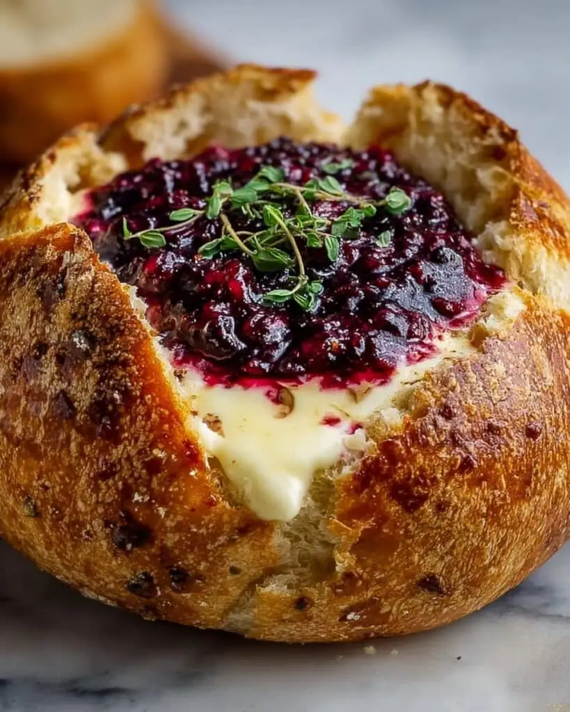 Baked Brie in a Cranberry Bread Bowl