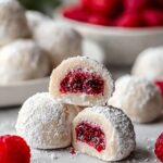 Raspberry Almond Snowball Cookies