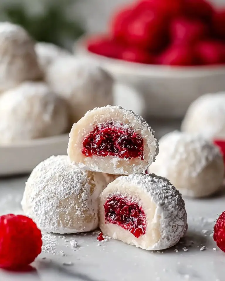 Raspberry Almond Snowball Cookies
