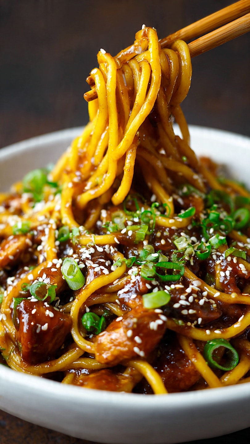 Sticky Garlic Chicken Noodles