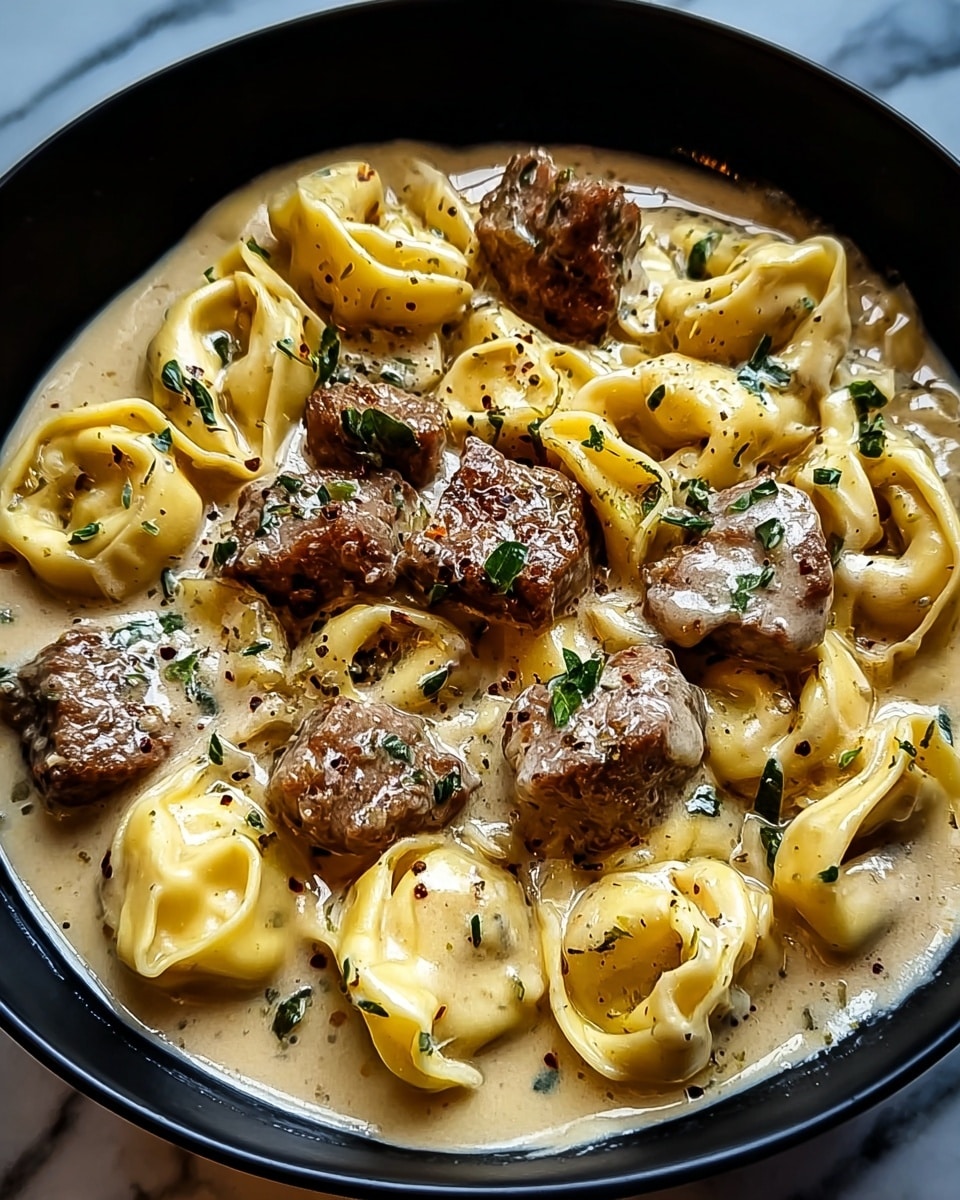 Creamy Garlic-Steak Tortellini