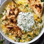 Mediterranean Chicken and Rice Bake with Tzatziki