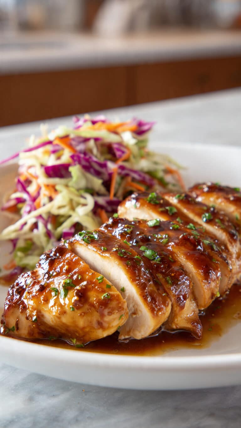 Apple Cider Glazed Chicken Thighs with Autumn Slaw
