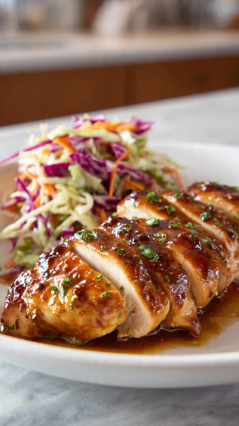 Apple Cider Glazed Chicken Thighs with Autumn Slaw