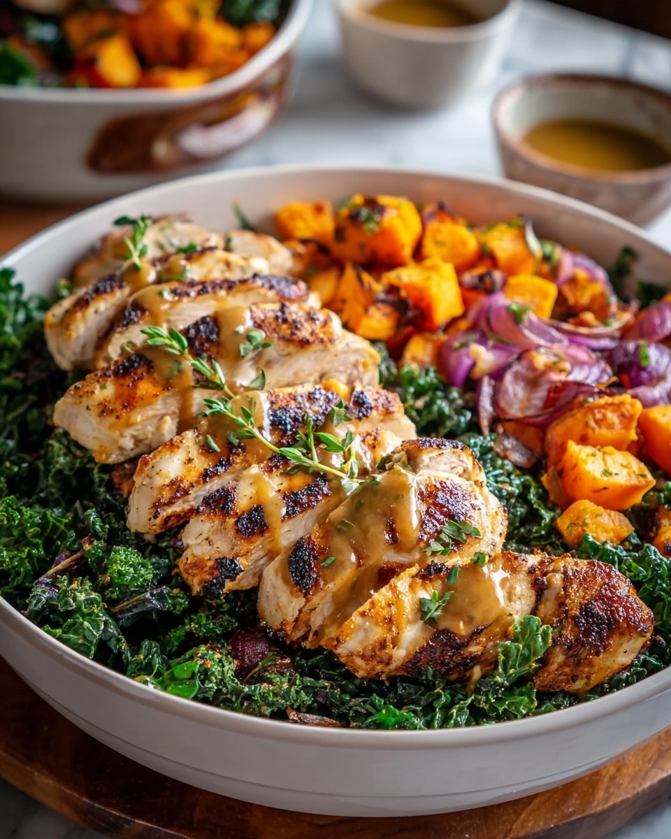 Maple Dijon Chicken & Roasted Sweet Potato Bowls