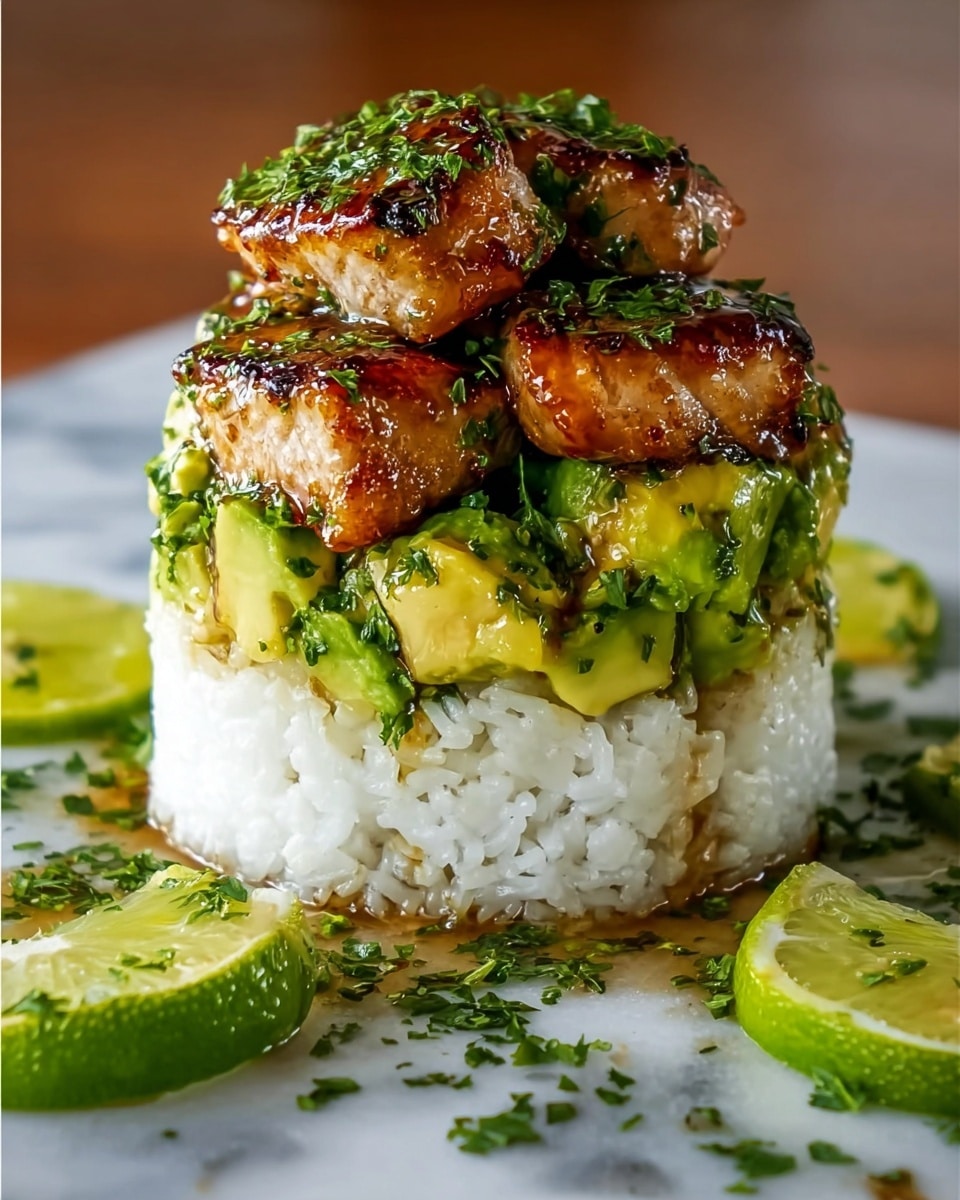 Honey-Lime Chicken and Avocado Rice Stack