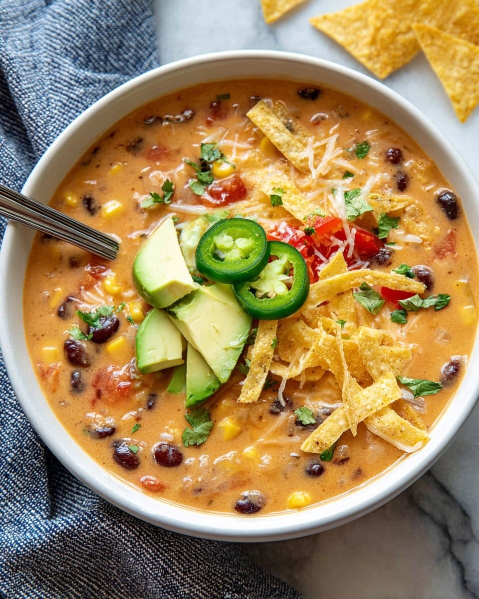 Creamy Vegetarian Tortilla Soup (Easy & Hearty)