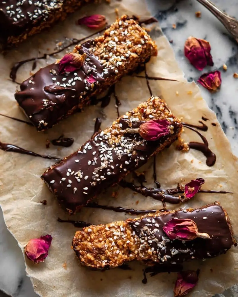 Chocolate Dipped Sesame Oatmeal Bars