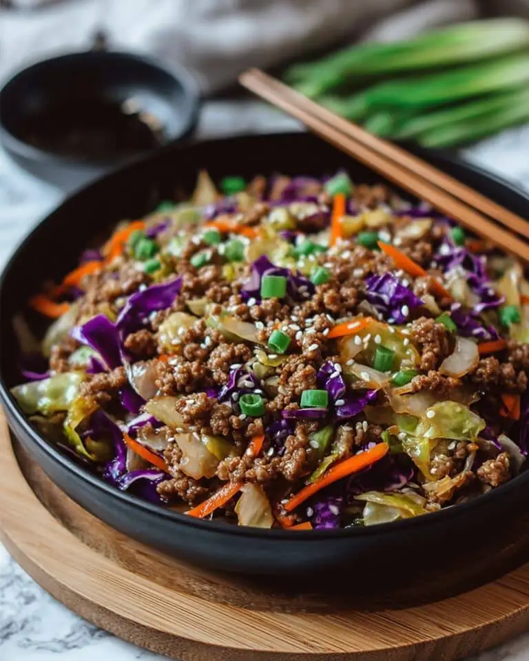 25-Minute Healthy Chinese Ground Beef & Cabbage Stir Fry