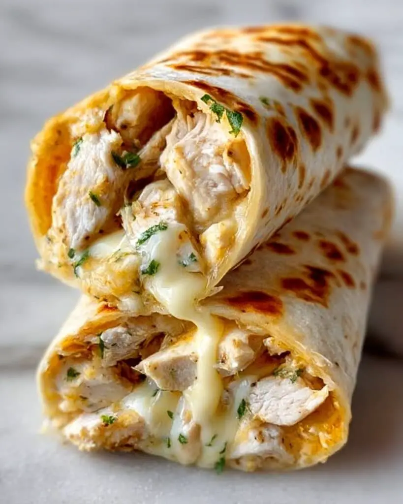 The Best Cheesy Garlic Chicken Wraps