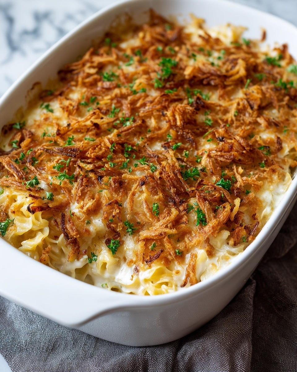The Best French Onion Chicken Orzo Casserole