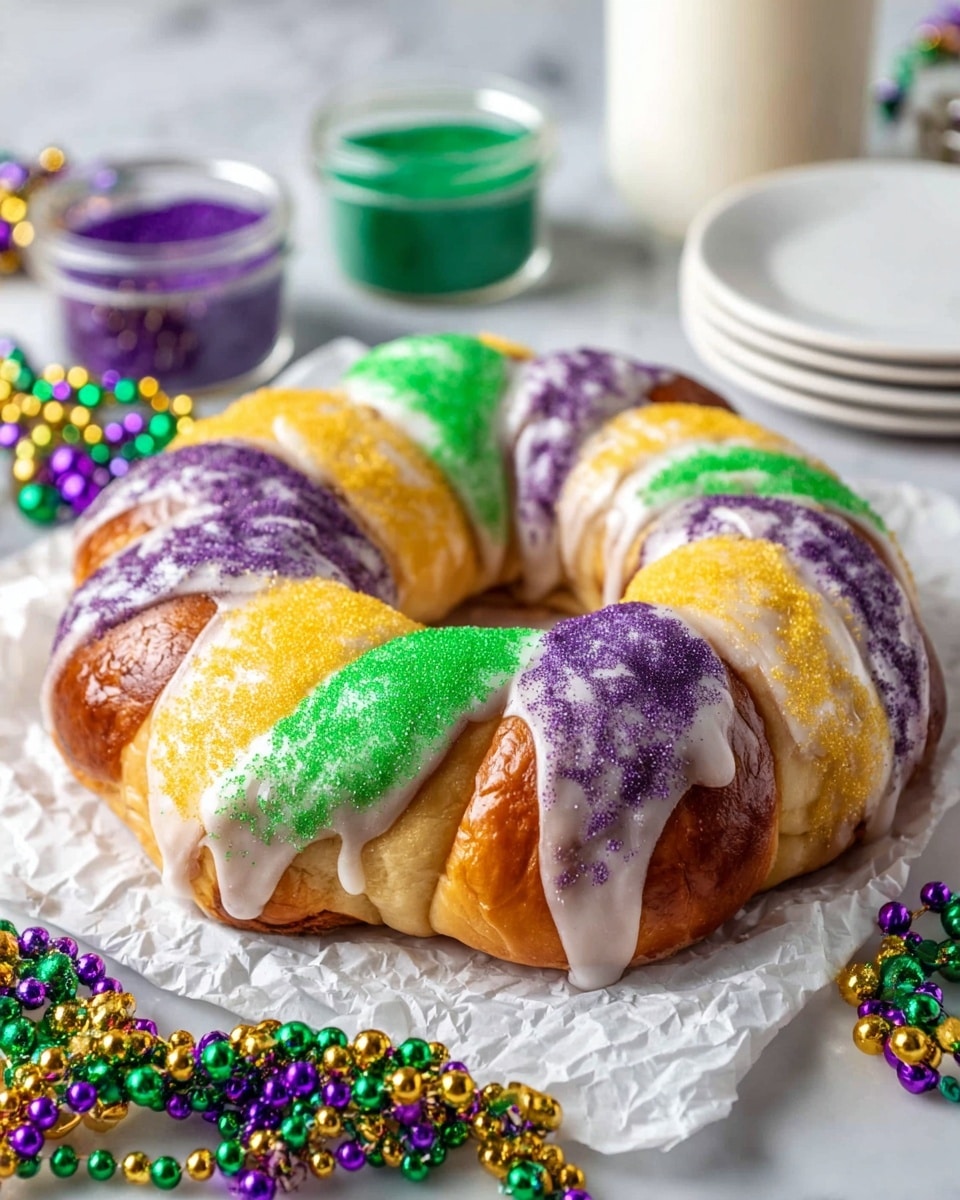 Classic Mardi Gras King Cake Recipe with Cream Cheese Filling