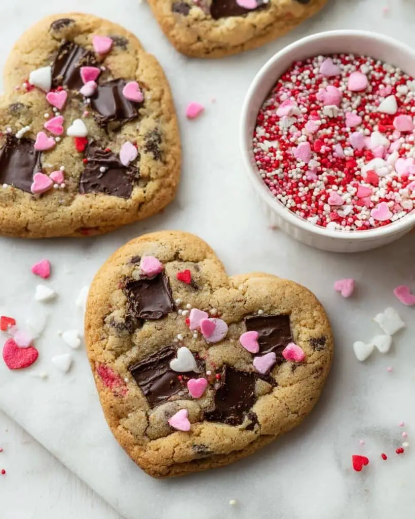 Heart Shaped Chocolate Chip Cookies