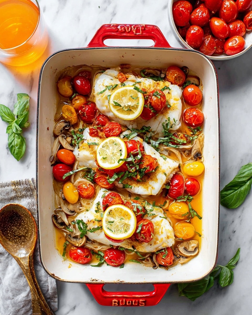 Grilled Cod with Spinach and Tomatoes