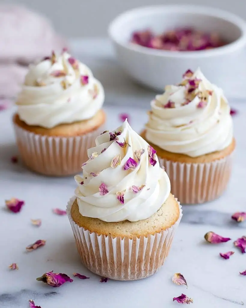 Vegan Cardamom Rose Cupcakes