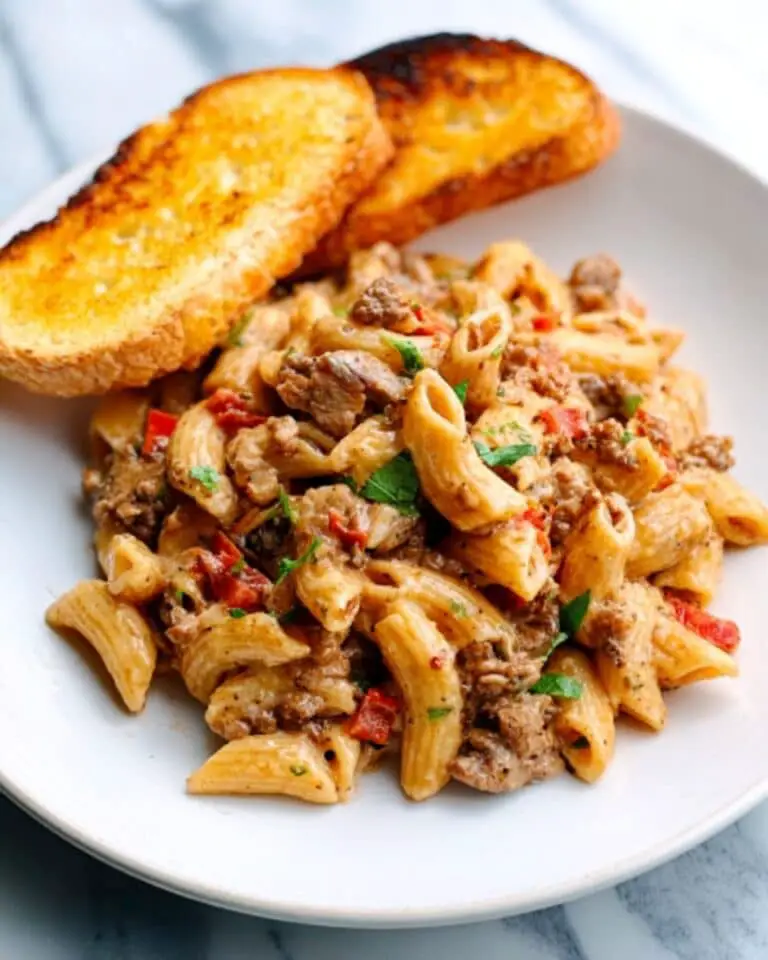 Creamy Rotel Pasta with Ground Beef