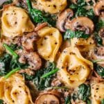Creamy Spinach and Mushroom Tortellini with Caramelized Onions