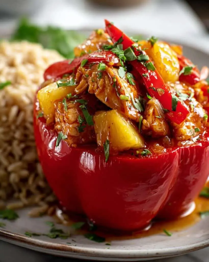 Teriyaki Pineapple Chicken Stuffed Peppers Recipe