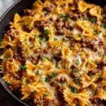 Garlic Butter Bowtie Pasta with Ground Beef Recipe
