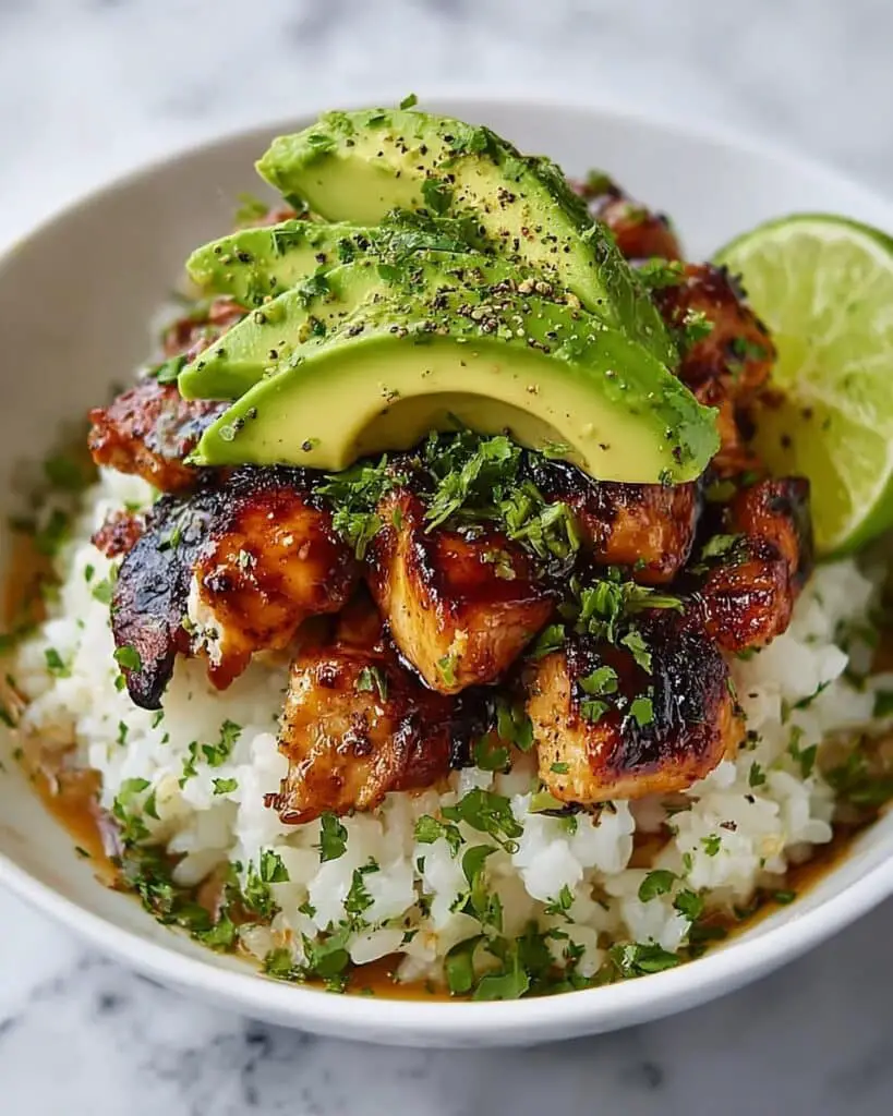 Honey Lime Chicken & Avocado Rice Stack for Easy Meal Prep