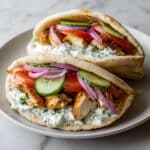 Crockpot Greek Chicken Pitas with Tzatziki Recipe