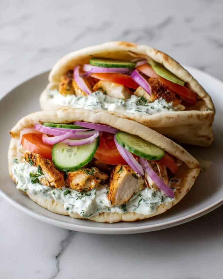 Crockpot Greek Chicken Pitas with Tzatziki Recipe