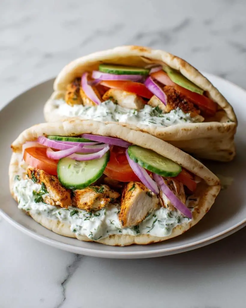 Crockpot Greek Chicken Pitas with Tzatziki Recipe