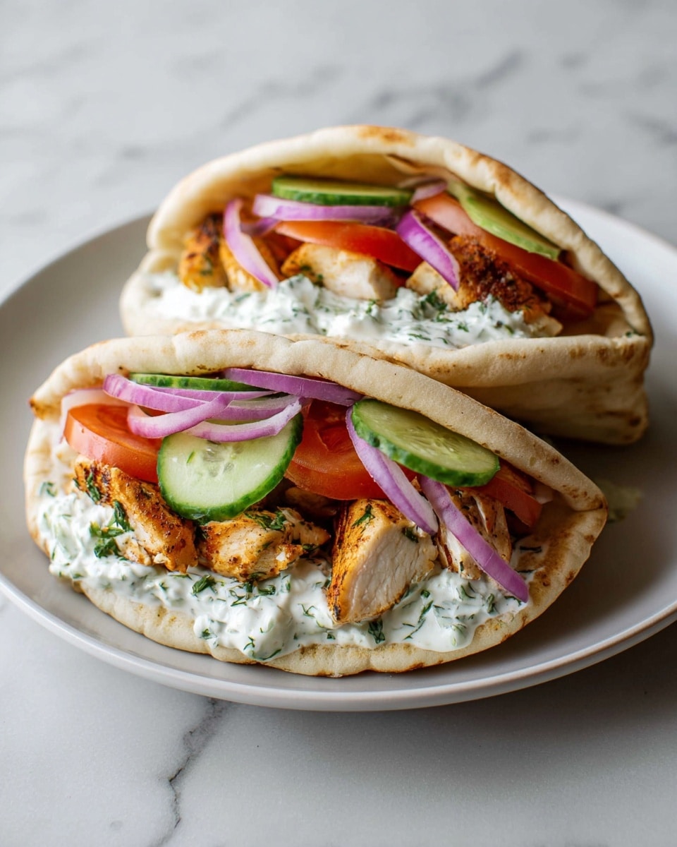 Crockpot Greek Chicken Pitas with Tzatziki Recipe