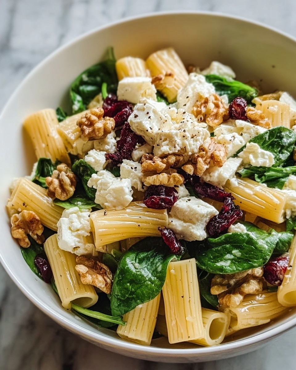 Feta & Cranberry Rigatoni Salad with Lemon Vinaigrette