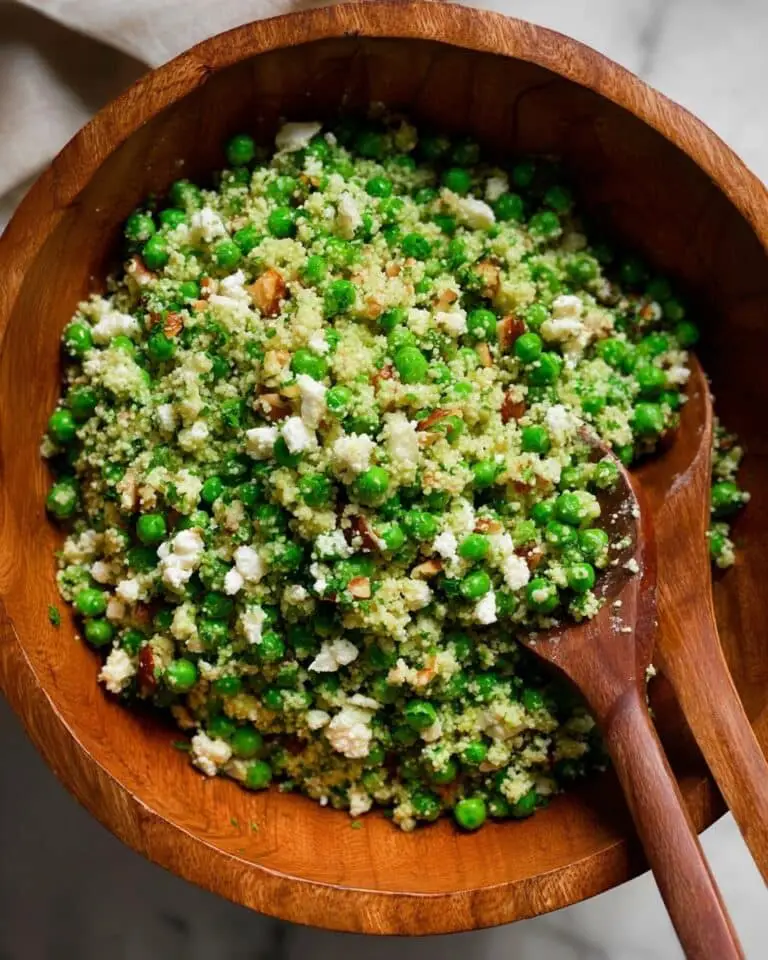 Spring Pea Feta Couscous Salad with Basil Vinaigrette
