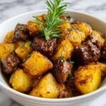 Slow Cooker Garlic Butter Beef Bites with Potatoes