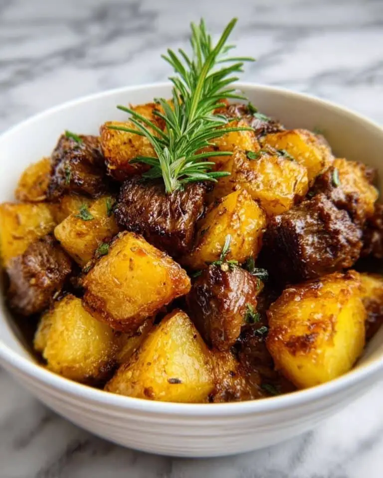 Slow Cooker Garlic Butter Beef Bites with Potatoes