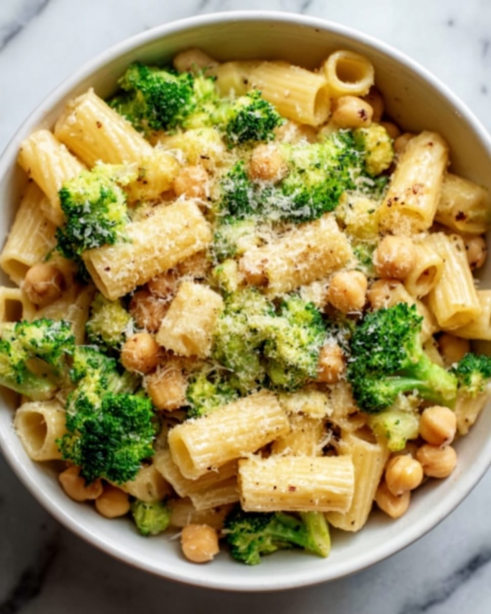 Broccoli Chickpea Pasta with Garlic Olive Oil